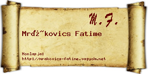 Mrákovics Fatime névjegykártya